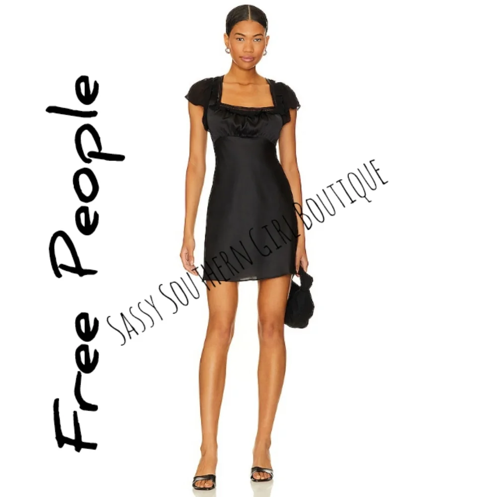 🆕⭐Free People black satin baby mini dress